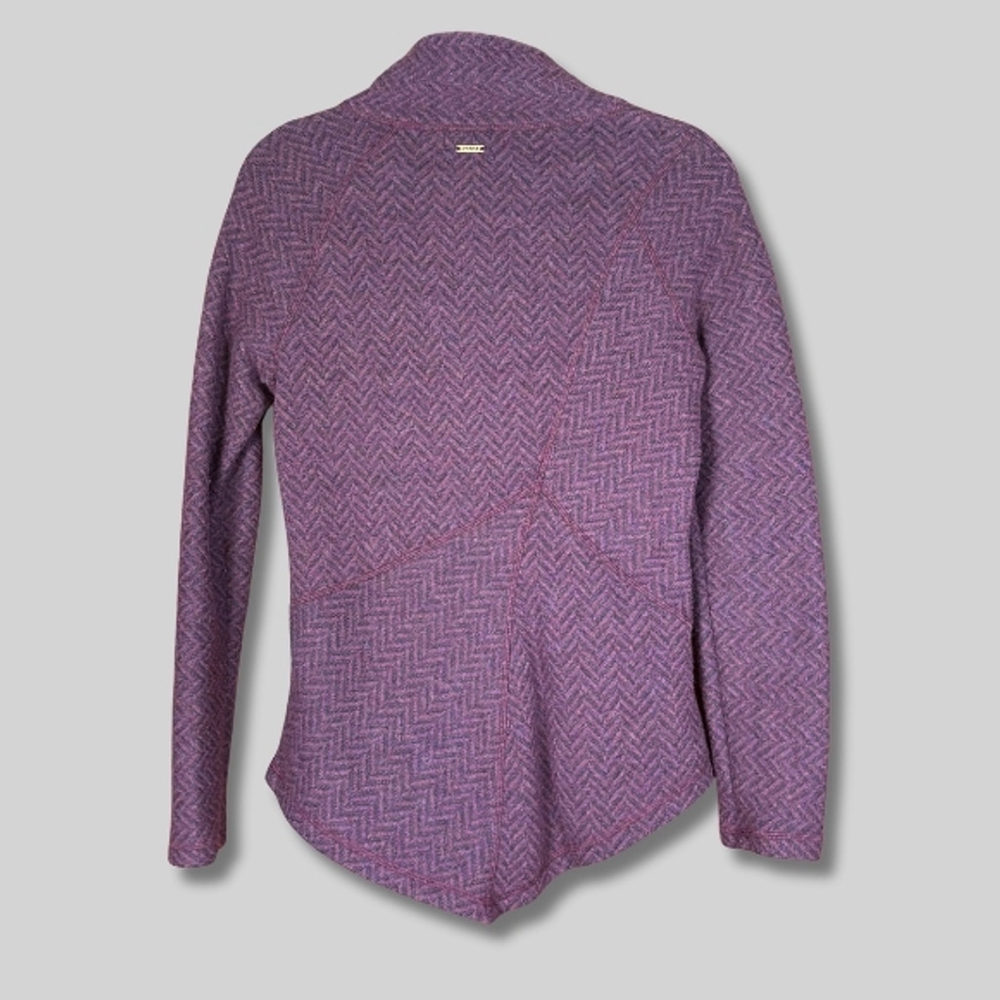 PrAna Mattea Pullover Sweater Knit Wool Blend Chevron Funnel Neck Red Plum W S - Picture 2 of 10